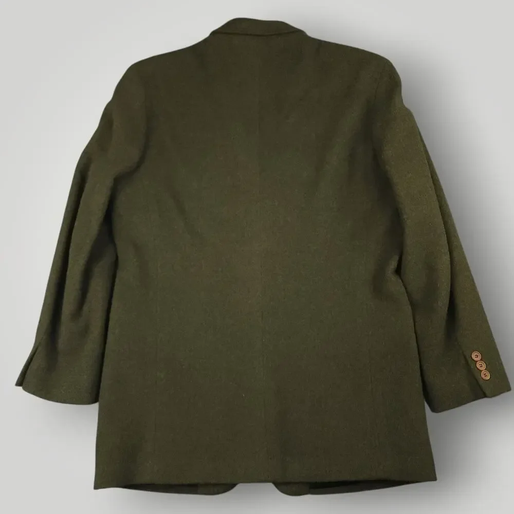 Vtg 90s Ivy Style Sack Jacket 38R Relaxed Fit Brushed Marled Wool Blend Green